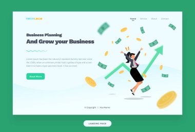 İniş Sayfası Şablonu düz Karakter Çizimi Büyütme İşletmesi, baskı, reklam, sosyal medya, bilgi vs. için kullanılabilir