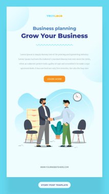 Düz Karakter İllüstrasyonlu Sosyal Medya Hikayesi Şablonu Web, uygulama, bilgi, reklam vs. için kullanılan Büyütme İşletmesi