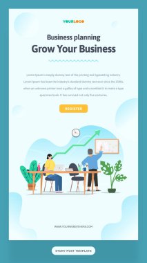 Düz Karakterli Sosyal Medya Hikaye Şablonu, İstatistikler Büyüyen İş İstatistikleri
