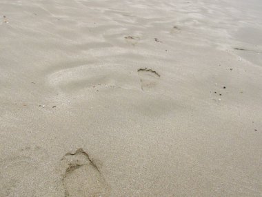 Kumsaldaki kumda küçük ayak izleri.