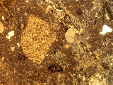 Optik mineralojinin ve petrografinin ince bölümünün fotoğrafı