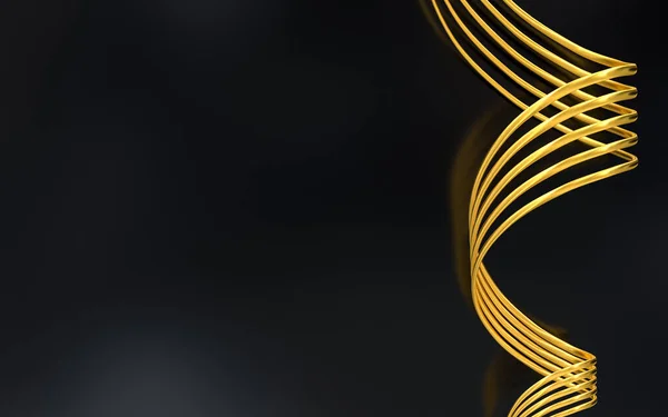 Золота Форма Хвилі Геометричний Візерунок Абстрактний Фон Рендеринга — стокове фото