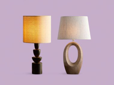 Modern Heykel ve Kırsal Tahta Masa Lambaları