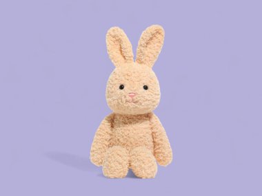 Sevimli pofuduk bej tavşancık peluş oyuncak