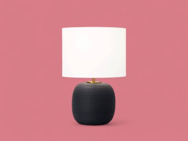 Beyaz Gölgeli Modern Siyah Masa Lambası