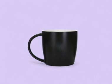 Leylak arkaplan saplı siyah seramik kupa