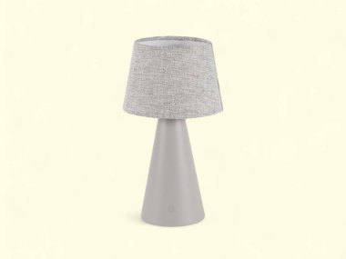 Desenli Kumaş Gölgeli Gri Konik Masa Lambası