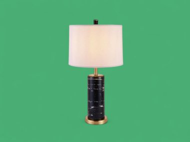 Sofistike Kara Mermer Silindir Tablo Lambası