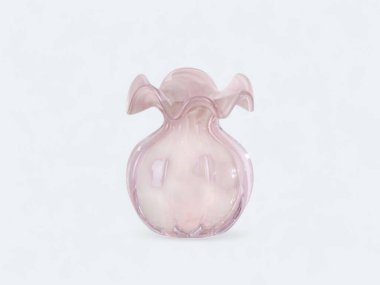 Vintage Pembe Dalgalı Cam Çiçek Bud vazosu