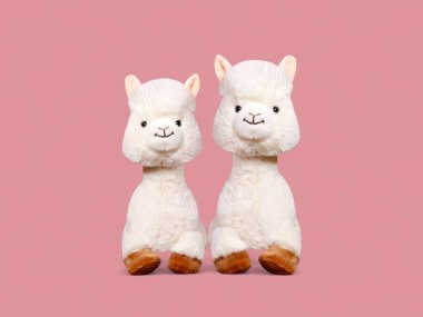 Bir çift Yumuşak Beyaz Alpaka Yumuşak Oyuncaklar
