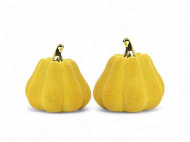 Parlak altın saplı kadife balkabağı heykelcikleri