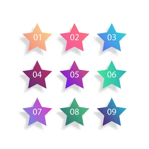Star Bullet Point Set White Background Colorful Gradient Markers Number — Stock Vector