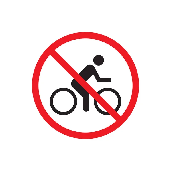 Nie Ikony Wektora Jazdy Rowerem Zakazany Znak Rowerowy Ostrzeżenie Ostrożność — Wektor stockowy