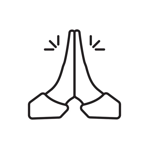 Ruce Složené Modlitební Čáře Vektor Ikon Pro Grafický Design Logo — Stockový vektor