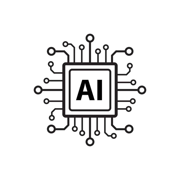 Kunstmatige Intelligentie Processor Chip Vector Pictogram Symbool Voor Grafisch Ontwerp — Stockvector