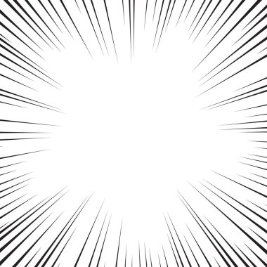 Çizgi roman beyaz ve siyah radyal çizgiler arka plan. Süper kahraman eylemi, patlama arkaplanı, manga hız çerçevesi, vektör illüstrasyonu