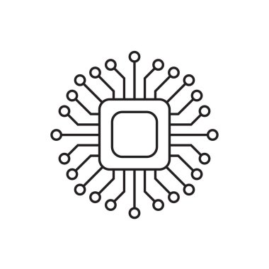 Grafik tasarım, logo, web sitesi, sosyal medya, mobil uygulama, ui illüstrasyon için işlemci çip vektör simgesi
