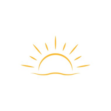 Yarım güneş, grafik tasarım, logo, web sitesi, sosyal medya, mobil uygulama, ui illüstrasyon için aşağı doğru ikon vektör günbatımı kavramını ayarlıyor