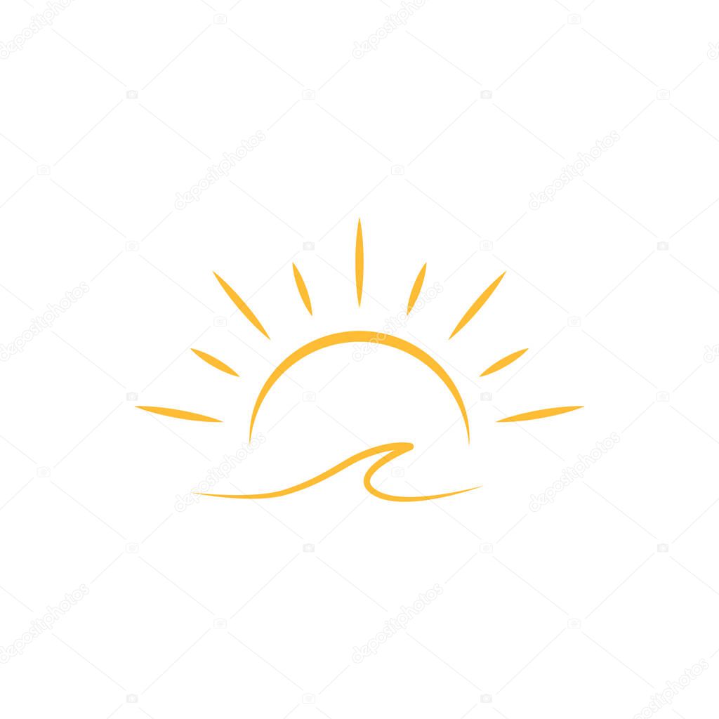 A half sun is setting downwards icon vector sunset concept for graphic design, logo, web site, social media, mobile app, ui illustration