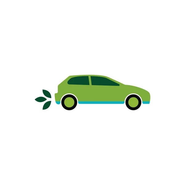 Екологічний Автомобіль Векторний Значок Автомобіля Листям Концепція Середовища Графічного Дизайну — стоковий вектор