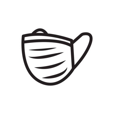 Tıbbi maske ana hatları simgesi vektörü beyaz arkaplan üzerinde grafik tasarımı, logo, web sitesi, sosyal medya, mobil uygulama, ui illüstrasyon