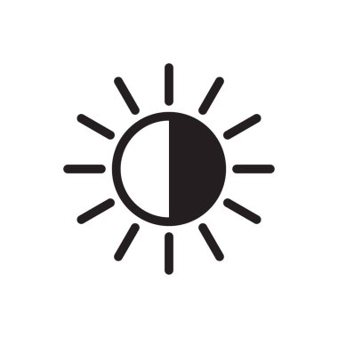 Web tasarımınız, logonuz ve UI için ışınsal ikon vektörlü güneş. resimleme