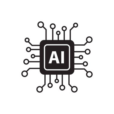 Grafik tasarım, logo, web sitesi, sosyal medya, mobil uygulama, ui illüstrasyon için yapay zeka yapay zeka yapay zeka işlemci vektör simgesi