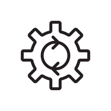 Grafik tasarım, logo, web sitesi, sosyal medya, mobil uygulama, ui illüstrasyon için işlem ana hatları vektör dişlisi ve süreç işareti