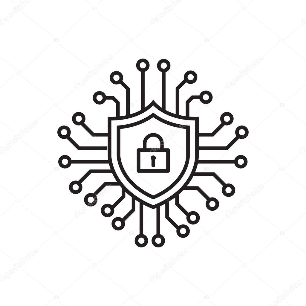 Cyber security icon vector. Security logo Artificial Intelligence Keyhole symbol speed internet technology sign for graphic design, logo, web site, social media, mobile app, ui illustration