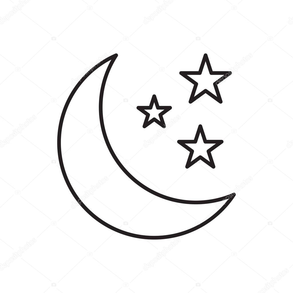 Moon and star outline icon vector for your web design, logo, UI. illustration