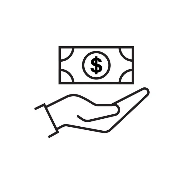 Main Tenant Dollar Icône Vecteur Économiser Argent Icône Salaire Argent — Image vectorielle