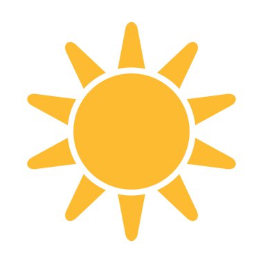 Güneş düz ikon vektörü. Yazın çekilen resim. Güneş ışığı sembolü. Web sitesi tasarımı, web düğmesi, mobil uygulama illüstrasyonu