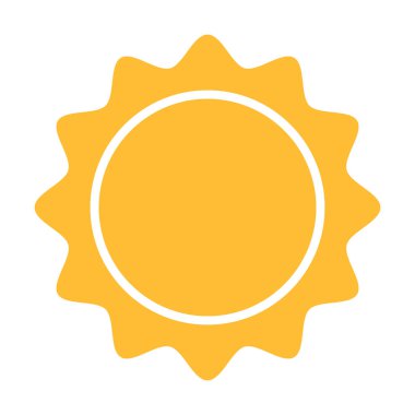 Güneş düz ikon vektörü. Yazın çekilen resim. Güneş ışığı sembolü. Web sitesi tasarımı, web düğmesi, mobil uygulama illüstrasyonu