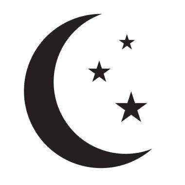 Web tasarım, logo ve UI için Ay ve yıldız simgesi vektörü. resimleme