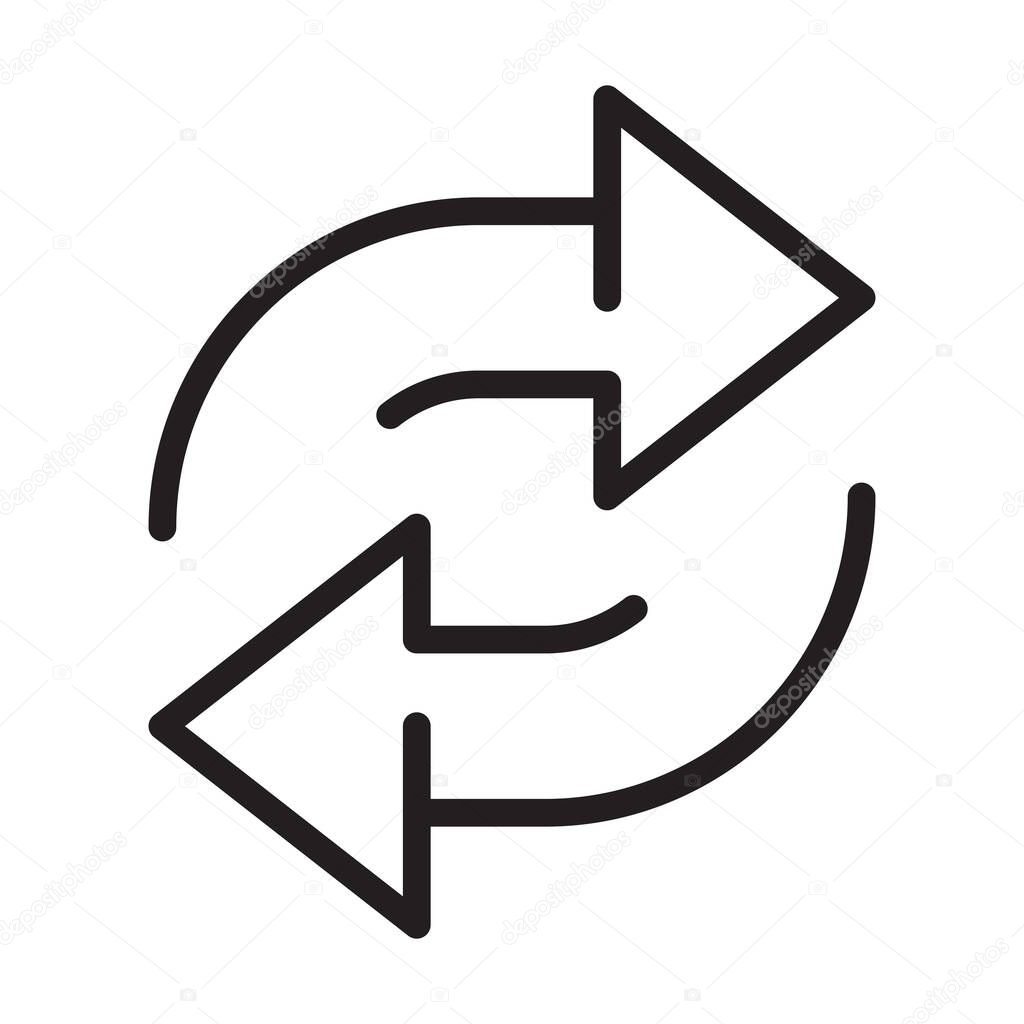 Replace icon vector double reverse arrow exchange linear sign for graphic design, logo, web site, social media, mobile app, ui illustration.