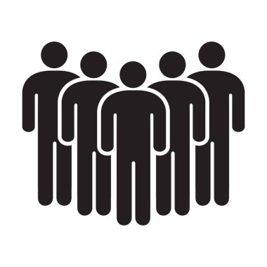 Düz stil ikon vektörü. Takım çalışması sembolü. Bir grup insan web sitesi tasarımı, logosu, uygulaması ve UI için imza atıyor. resimleme