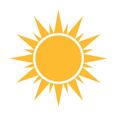Güneş düz ikon vektörü. Yazın çekilen resim. Güneş ışığı sembolü. Web sitesi tasarımı, web düğmesi, mobil uygulama illüstrasyonu