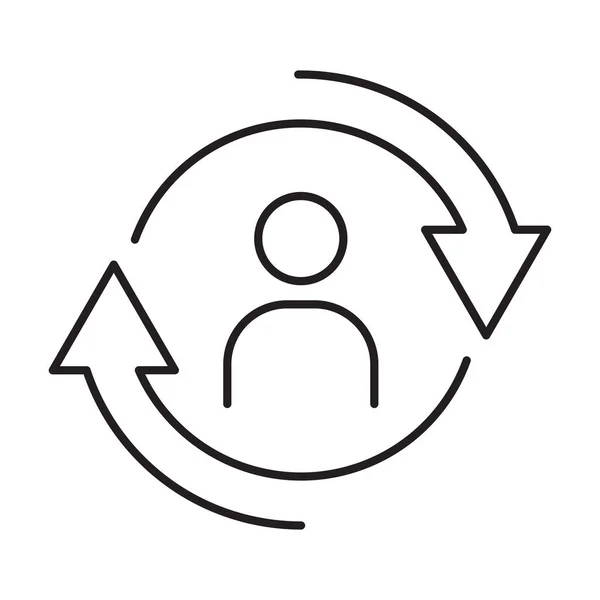 Personální Změna Obrysu Ikona Vektor Lidé Kruhovém Cyklu Symbol Lidské — Stockový vektor