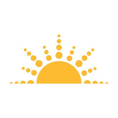 Yarım güneş, grafik tasarım, logo, web sitesi, sosyal medya, mobil uygulama, ui illüstrasyon için aşağı doğru ikon vektör günbatımı kavramını ayarlıyor