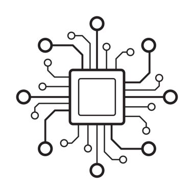 Grafik tasarım, logo, web sitesi, sosyal medya, mobil uygulama, ui illüstrasyon için işlemci çip vektör simgesi