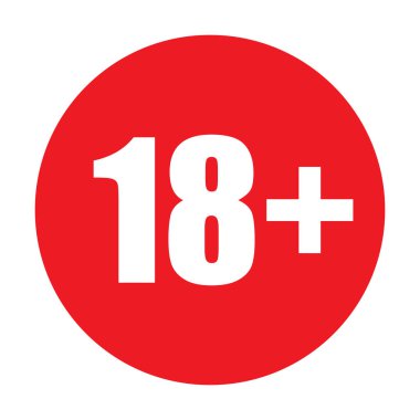 18 artı simge vektörü 18 yaş altı yasak işareti altında, yetişkinler sadece web tasarımı, logo, bilgi grafiği, UI için. resimleme