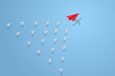 Kağıt uçak, başarı hedefi vektör iş finansal konseptine yönelir. Liderlik, yaratıcı fikir simgesi kağıt sanat stili ve metin için kopyalama alanı. resimleme