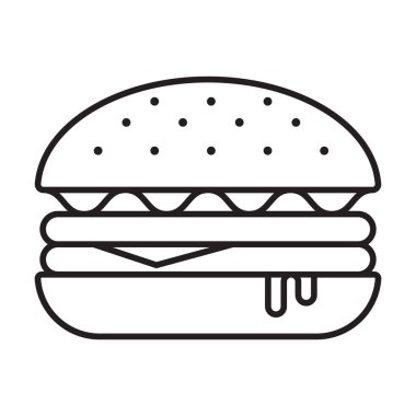 Burger ana hatlı ikon vektör hamburgeri, grafik tasarımı için çizburger sembolü, logo, web sitesi, sosyal medya, mobil uygulama, ui illüstrasyon.