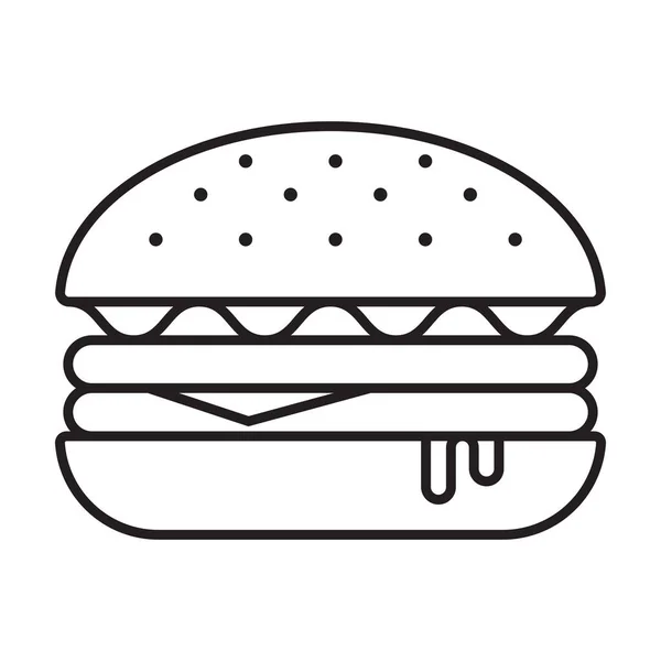 Burger Contorno Icona Vettoriale Hamburger Cheeseburger Simbolo Progettazione Grafica Logo — Vettoriale Stock