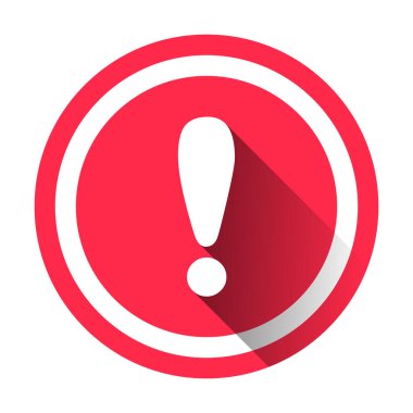 Grafik tasarımı, logo, web sitesi, sosyal medya, mobil uygulama, ui illüstrasyon için kırmızı daire simgesi üzerinde beyaz ünlem işareti