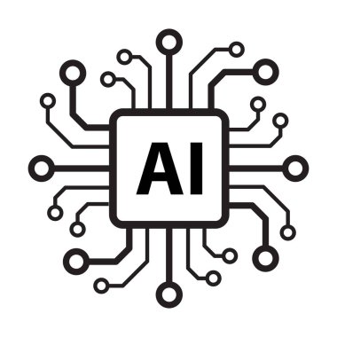 Grafik tasarım, logo, web sitesi, sosyal medya, mobil uygulama, UI illüstrasyon için yapay zeka yapay zeka yapay zeka işlemci vektör simgesi