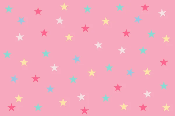 Seamless Pattern Pink Yellow Green Star Pastel Color Pink Background — Stock Vector