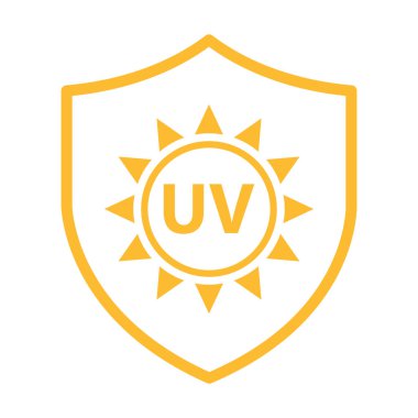 Grafik tasarım, logo, web sitesi, sosyal medya, mobil uygulama, ui illüstrasyon için UV radyasyon koruma ikonu vektörü solar ultraviyole ışık sembolü.
