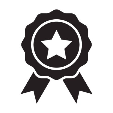 Grafik tasarım, logo, web sitesi, sosyal medya, mobil uygulama için kurdele simgesi vektörü olan rozet vektör yıldızı, ui