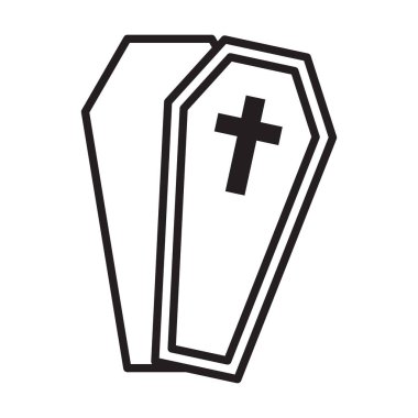 Web sitesi tasarımı, logo, uygulama ve UI için Cadılar Bayramı tabut silueti düz simge vektörü. Görüntü, EPS10.